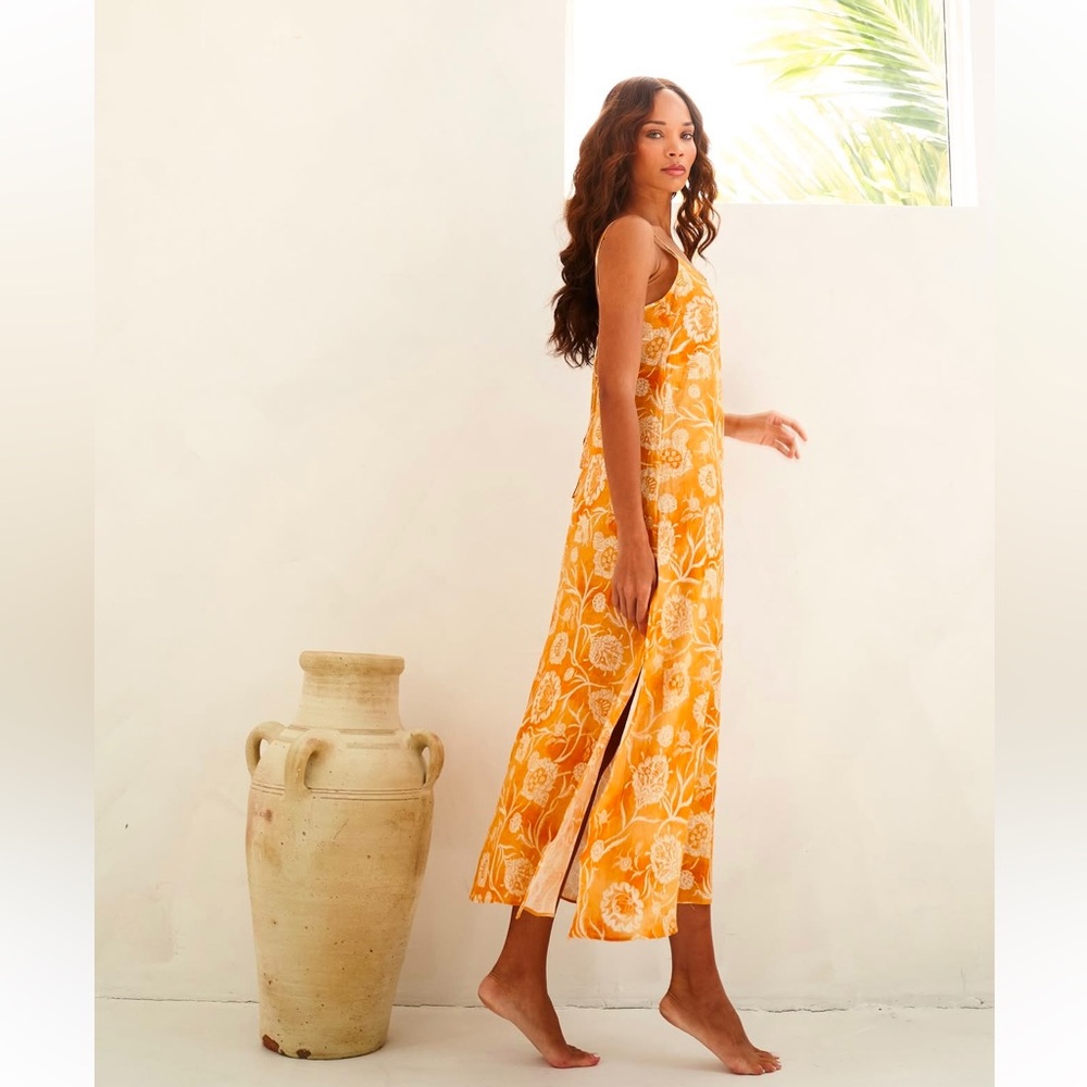 The Lazy Poet Summer Soirée Frida Claire Floral Linen Maxi Dress NWT XL